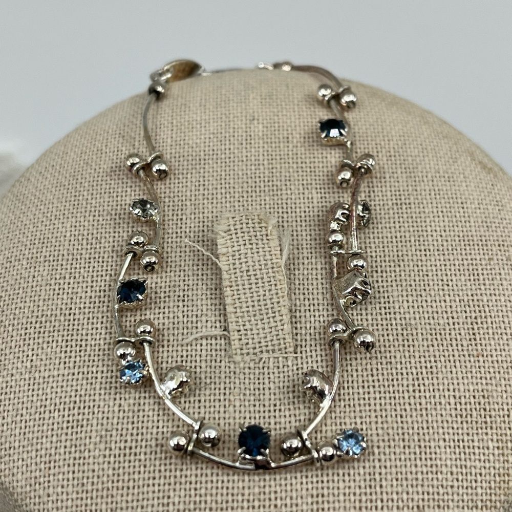 Vintage Vine CZ Bracelet Blue & Clear Stones | 7.25" - Picture 7 of 17